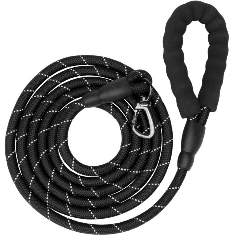 Mocna smycz dla psa treningowa odblaskowa KOBE 3m czarna