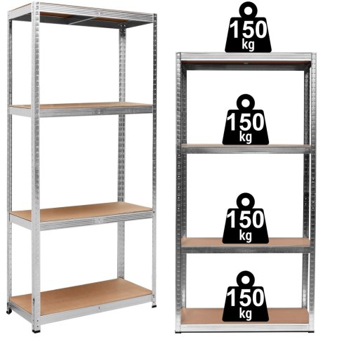 Regał magazynowy 4 poziomy 174x80x40 150 kg srebrny