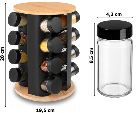 Stojak na przyprawy ROMERO obrotowy 16 słoiczków + 72 naklejki