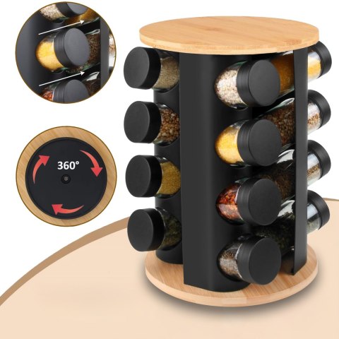 Stojak na przyprawy ROMERO obrotowy 16 słoiczków + 72 naklejki