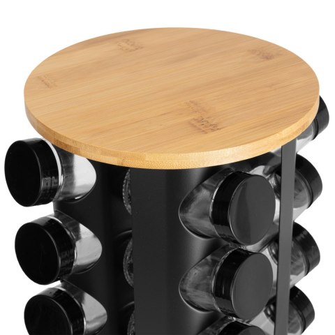 Stojak na przyprawy ROMERO obrotowy 16 słoiczków + 72 naklejki