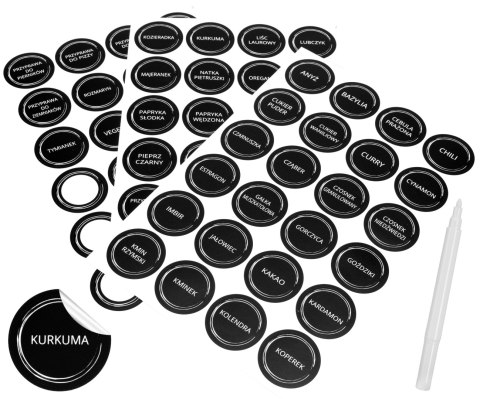 Stojak na przyprawy ROMERO obrotowy 16 słoiczków + 72 naklejki