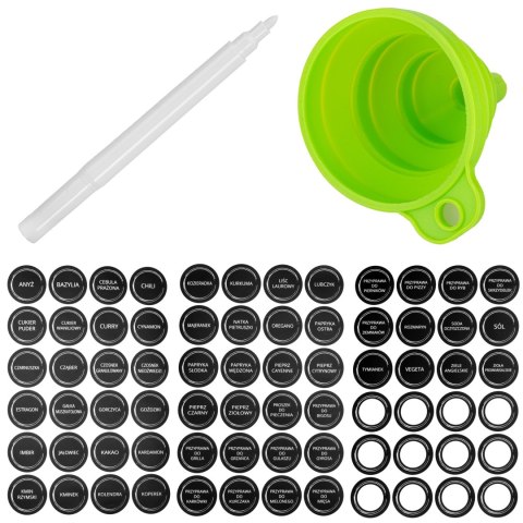 Stojak na przyprawy obrotowy ROTOR BLACK 20 słoiczków + 72 naklejki