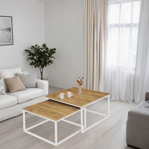 Zestaw 2 stolików skandynawskich VELEN BIAŁY CRAFT 2w1