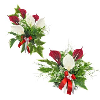 Komplet zestaw na cmentarz mała miska bukiet kwiaty na grób