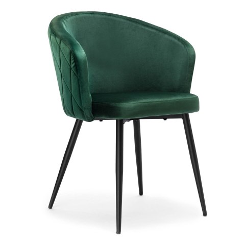 Krzesło welurowe HAMPTON VELVET ciemnozielone