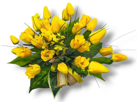 WIOSENNY STROIK NA CMENTARZ KWIATY NA GRÓB POMNIK Z OBCIĄŻENIEM TULIPANY