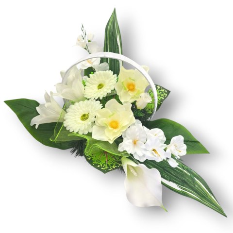 ZESTAW KOMPLET NA CMENTARZ STROIK I BUKIET KWIATY NA GRÓB POMNIK