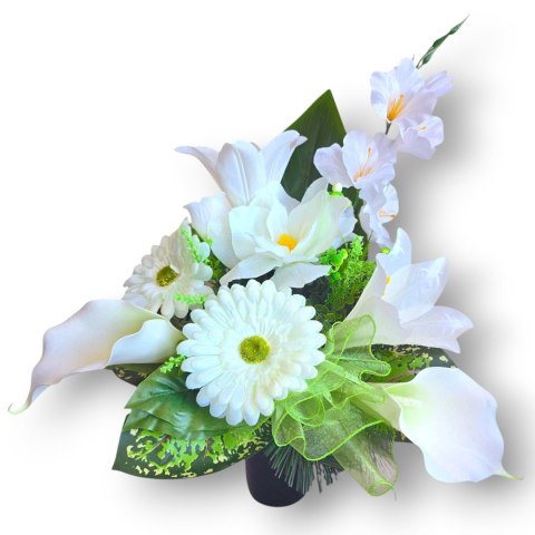 ZESTAW KOMPLET NA CMENTARZ STROIK I BUKIET KWIATY NA GRÓB POMNIK