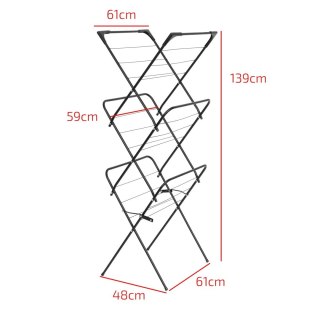 3-POZIOMOWA STOJĄCA SUSZARKA BALKONOWA PIONOWA NA PRANIE, SKŁADANA, 6 SKRZYDEŁ BRUNBESTE BB-3911