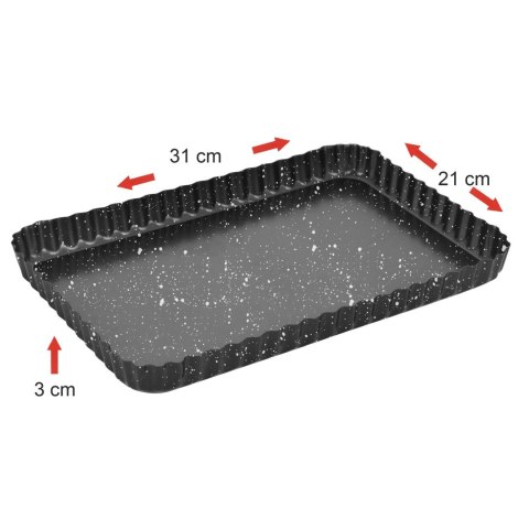 BLACHA FORMA DO PIECZENIA 31X21X3 CM Z WYJMOWANYM DNEM POWŁOKA NIEPRZYWIERALNA BRUNBESTE BB-3650