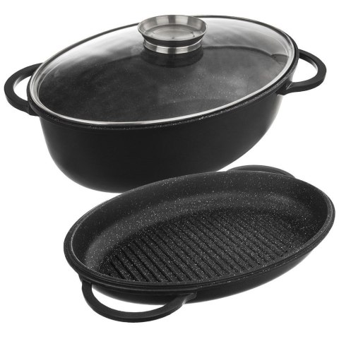 Brytfanna gęsiarka z pokrywką do piekarnika granitowa 3w1 GRANDE 10L 43x28cm ORION 127027