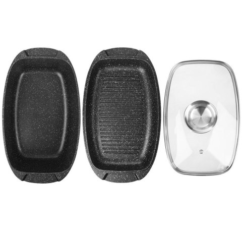 Brytfanna gęsiarka z pokrywką do piekarnika granitowa 3w1 GRANDE 5L 39x22cm ORION 127025