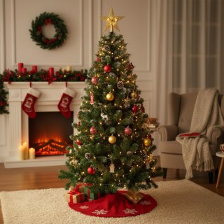 Choinka ośnieżona EVE świerk 180 cm szyszki stojak