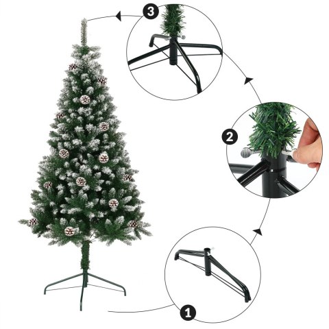 Choinka ośnieżona EVE świerk 180 cm szyszki stojak