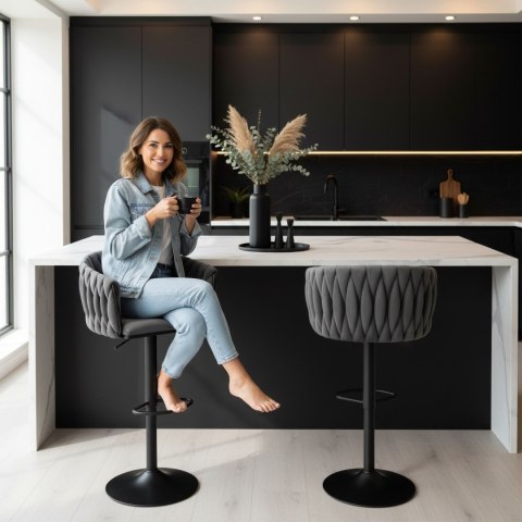 Hoker barowy Cofton Black grafitowy Velvet