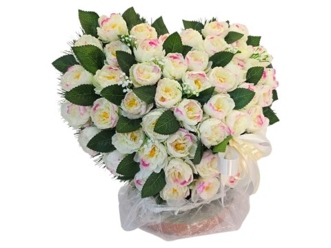 KOMPLET ZESTAW STROIKI NA CMENTARZ BUKIET SERCE KWIATY NA GRÓB