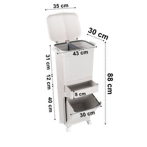 Kosz na śmieci do segregacji NARDAN szary 42 litry