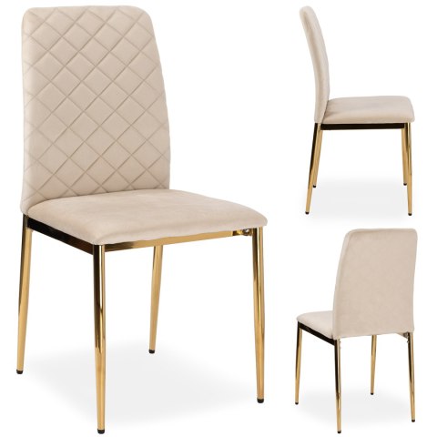 Krzesło welurowe tapicerowane MAVERIK Velvet gold beżowe