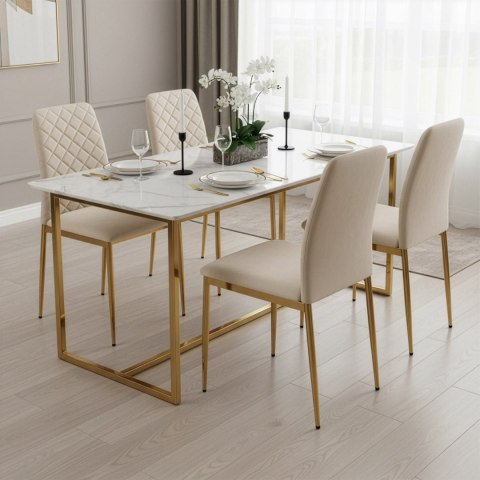 Krzesło welurowe tapicerowane MAVERIK Velvet gold beżowe