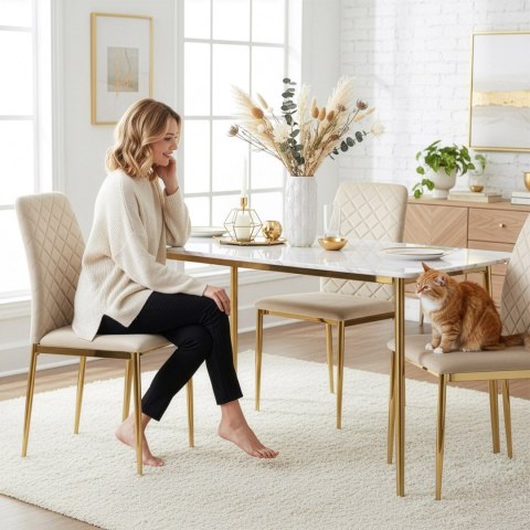 Krzesło welurowe tapicerowane MAVERIK Velvet gold beżowe