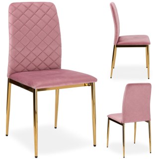 Krzesło welurowe tapicerowane MAVERIK Velvet gold różowe