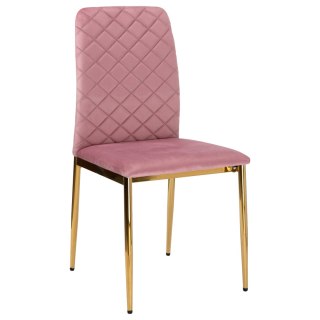 Krzesło welurowe tapicerowane MAVERIK Velvet gold różowe