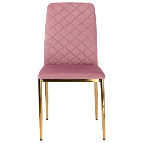 Krzesło welurowe tapicerowane MAVERIK Velvet gold różowe