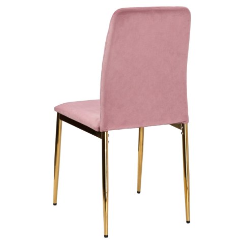 Krzesło welurowe tapicerowane MAVERIK Velvet gold różowe