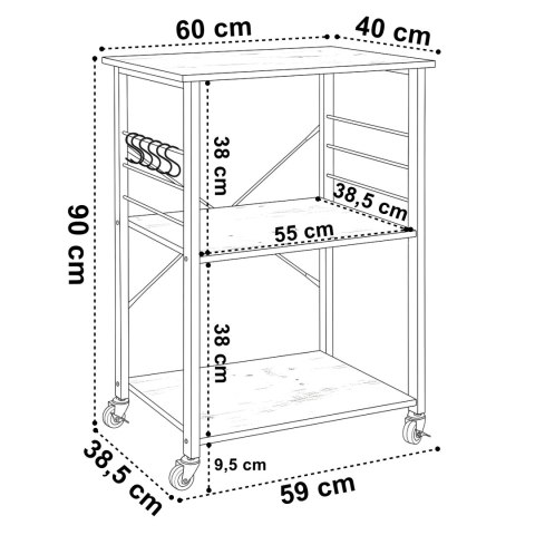 Regał na kółkach mobilny SAMBOR rustic