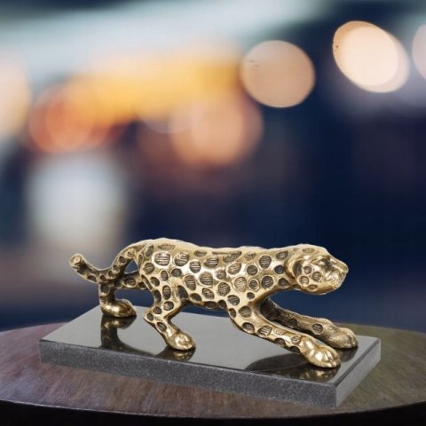 FIGURA ZŁOTA PANTERA NA MARMUROWEJ PODSTAWIE 21 x 9 x 8.5 cm Glamour LOFT