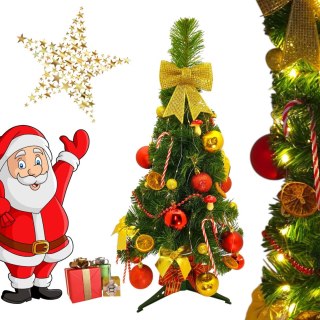 GOTOWA CHOINKA UBRANA ŚWIĄTECZNA DO DOMU BIURA + ŚWIATEŁKA 70cm