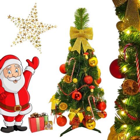 GOTOWA CHOINKA UBRANA ŚWIĄTECZNA DO DOMU BIURA + ŚWIATEŁKA 70cm