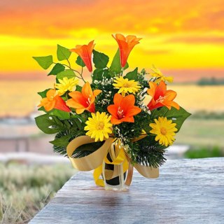 KWIATY NA CMENTARZ BUKIET DO WAZONU SZTUCZNE KWIATY