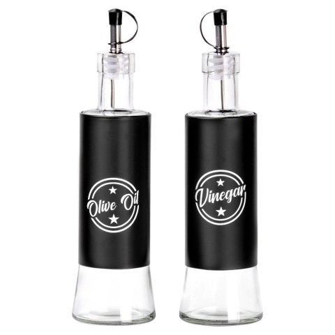 Butelki na oliwę i ocet do oliwy octu szklane czarne 300ml 2 szt VILDE 229128