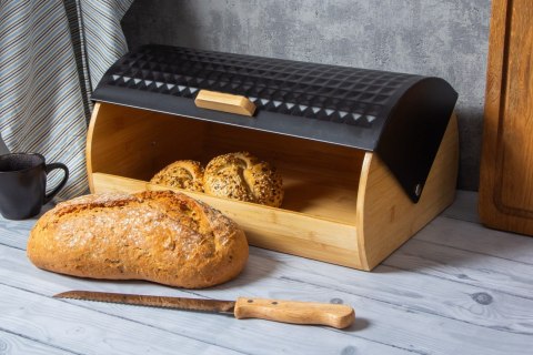 CHLEBAK DREWNIANY Z POKRYWĄ METALOWĄ + NÓŻ BRUNBESTE BB-2773