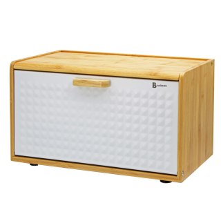 Chlebak bambusowy stalowy pojemnik na pieczywo chleb GEO biały BRUNBESTE BB-4257