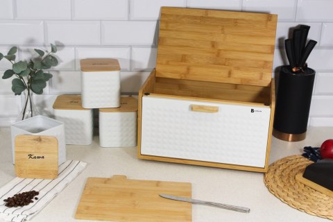 Chlebak bambusowy stalowy pojemnik na pieczywo chleb GEO biały BRUNBESTE BB-4257