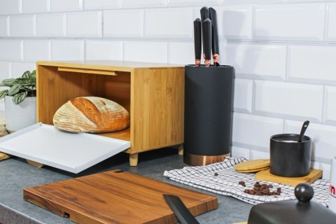 Chlebak bambusowy stalowy pojemnik na pieczywo chleb bułki biały BRUNBESTE BB-2677