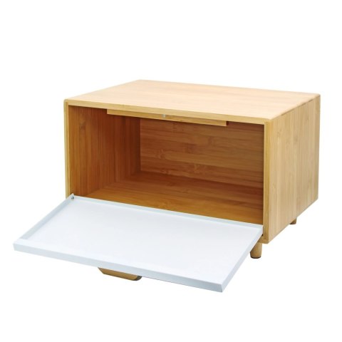 Chlebak bambusowy stalowy pojemnik na pieczywo chleb bułki biały BRUNBESTE BB-2677