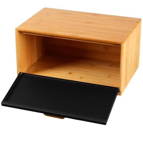 Chlebak bambusowy stalowy pojemnik na pieczywo chleb bułki czarny BRUNBESTE BB-1628