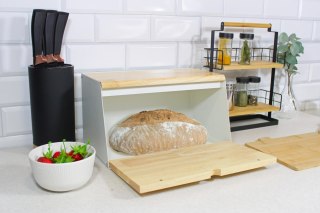 Chlebak dwustronny bambusowy stal pojemnik na chleb skośny biały BRUNBESTE BB-4259