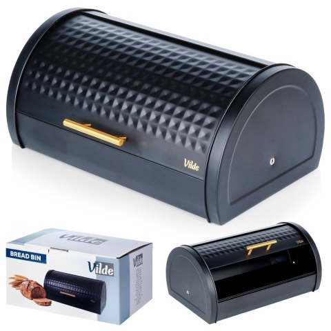 Chlebak metalowy pojemnik na chleb pieczywo czarny 38x28.5x18cm VILDE 259614