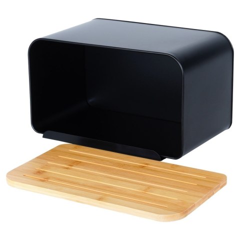 Chlebak metalowy pojemnik na chleb pieczywo z deską bambusową czarny 35x22x20.5cm VILDE 259613