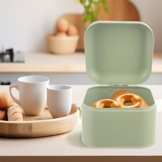Chlebak metalowy pojemnik na chleb pieczywo zielony mały GREENISH 20x20x17cm ORION 152463