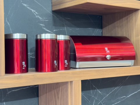 CHLEBAK STALOWY Z 3 POJEMNIKAMI BERLINGER HAUS BURGUNDY BH-6729