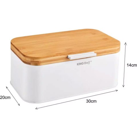 CHLEBAK STALOWY Z POKRYWĄ BAMBUSOWĄ KINGHOFF KH-1795 BIAŁY
