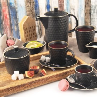 CUKIERNICZKA CERAMICZNA CZARNA CUKIERNICA POJEMNIK NA CUKIER TEA TIME 320 ML ORION 155404