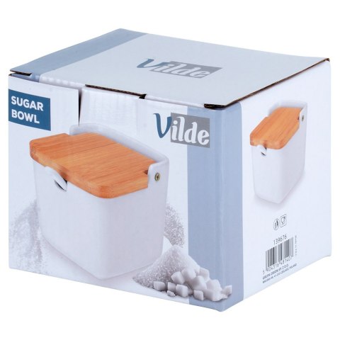 CUKIERNICZKA CERAMICZNA Z ŁYŻECZKĄ BIAŁA CUKIERNICA POJEMNIK NA CUKIER 250ML VILDE 139676