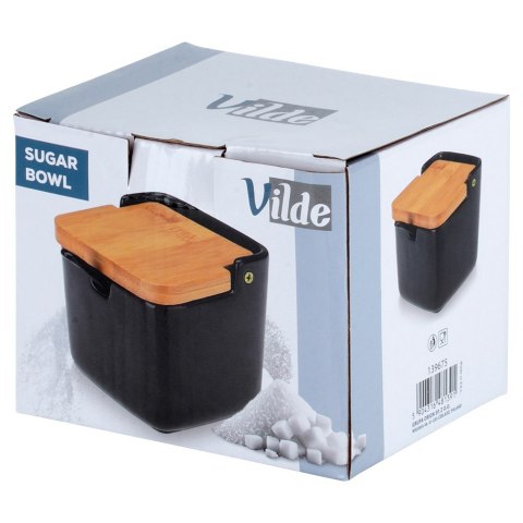 CUKIERNICZKA CERAMICZNA Z ŁYŻECZKĄ CZARNA CUKIERNICA POJEMNIK NA CUKIER 250ML VILDE 139675
